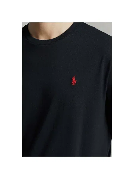 Polotričko Polo Ralph Lauren s výšivkou s kulatým výstřihem černé