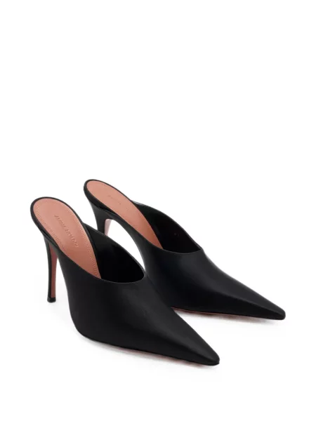 Papuci tip mules Amina Muaddi din satin negru