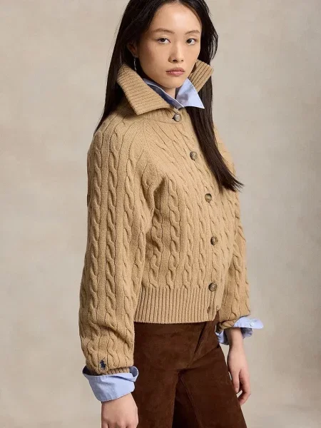 Polo Ralph Lauren cardigan pentru femei din lână maro