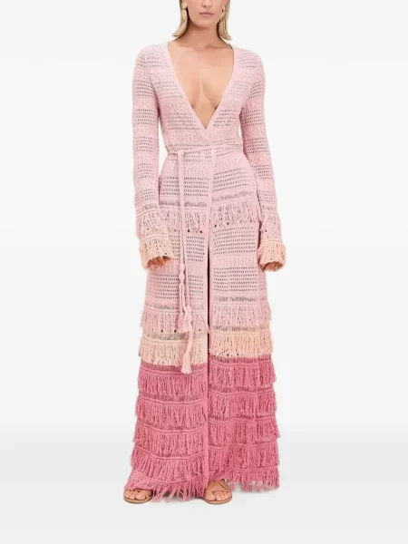 Halat Devon Windsor cu franjuri tricotate roz