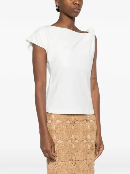 Top Pinko asimetric drapat alb