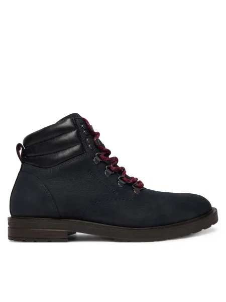 Tommy Hilfiger Šnurovacia obuv Cleated Hilfiger Wrm Hook Boot Tmavomodrá