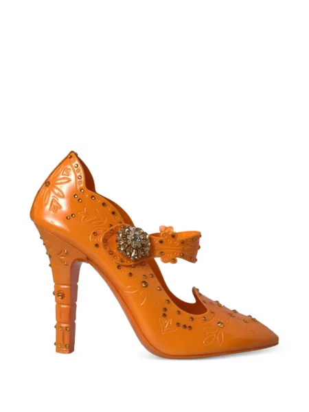 Pantofi cu toc Dolce & Gabbana cu model floral portocaliu