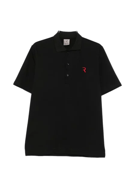 Scurt tricou polo Rhun cu broderie negru