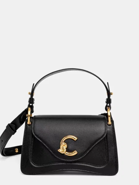 Torebka Coccinelle skórzana z kokardką czarna