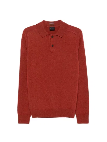 Tricou polo Ps Paul Smith de lână roșu