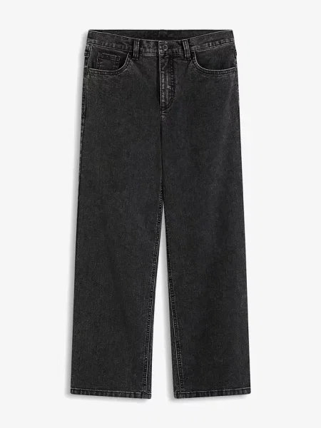 Jeansy wide leg średni stan czarne