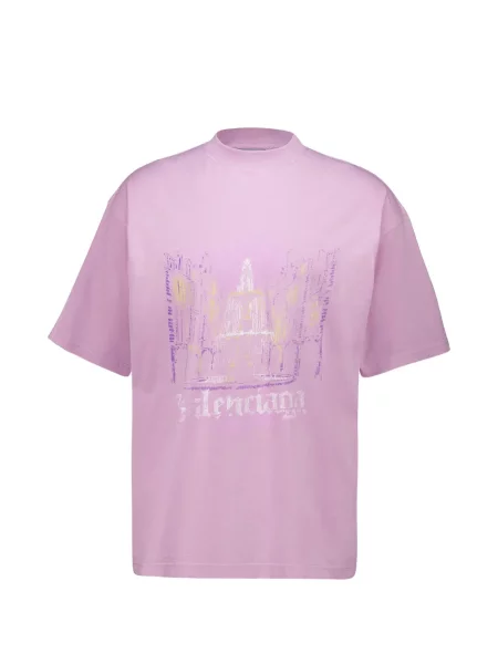 Тениска Balenciaga с принт розово