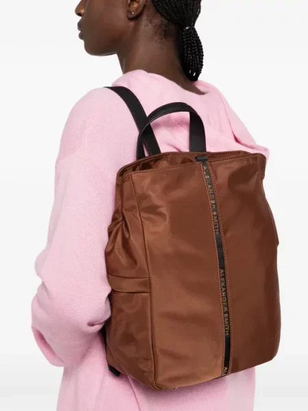 Rucsac Alexander Smith din satin cu autograf maro