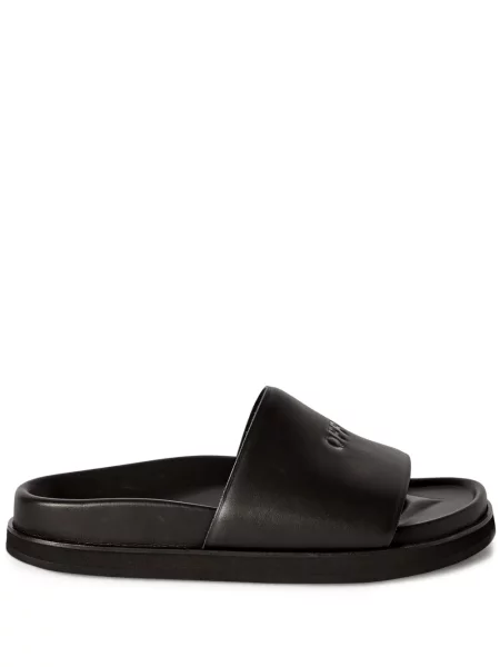 Papuci Off-white din piele alb