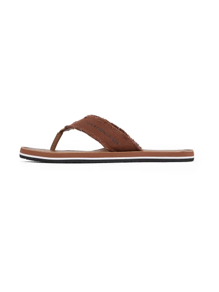 Férfi flip-flop papucs Tommy Hilfiger Leather Beach Sandal winter cognac. Méret: 40 EU barna