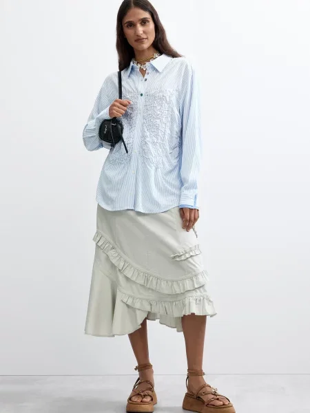 Desigual Bluză albastru deschis alb