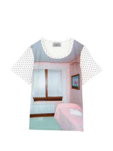 Tricou Ashley Williams cu buline cu imagine alb