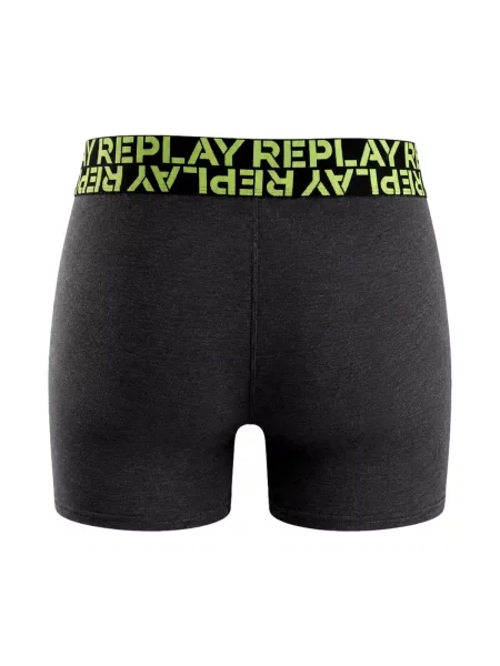 REPLAY Boxerky tmavosivá / neónovo zelená čierna