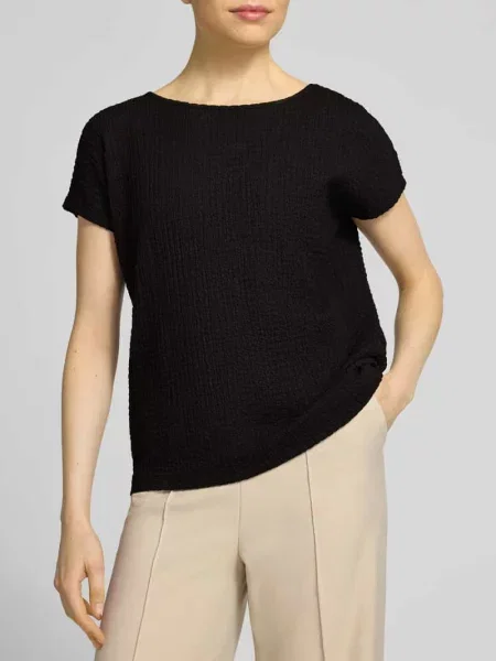 T-shirt o kroju relaxed fit z fakturowanym wzorem S.oliver Red Label czarna