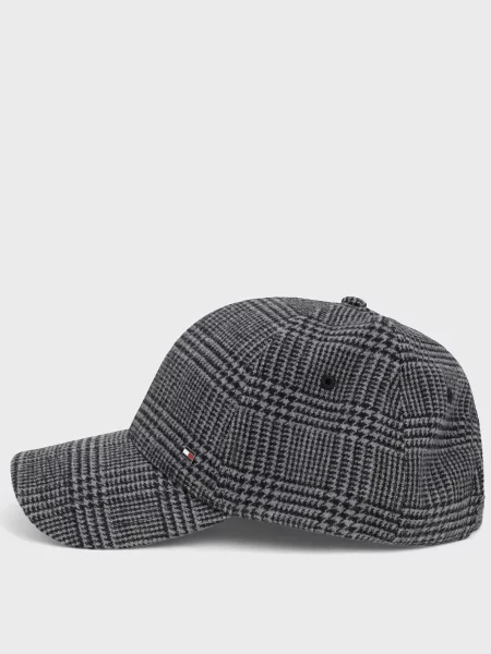 Шерстяная клетчатая кепка Tommy Hilfiger серая
