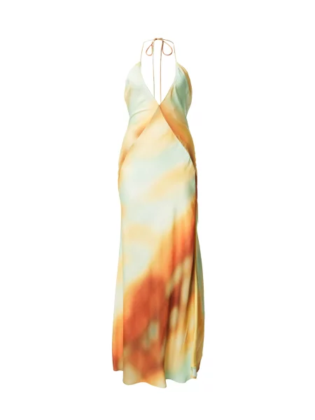 Bardot Rochie de vară LIZBETH / verde mentă / portocaliu homar galben