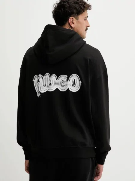 Mikina Hugo Blue s kapucí s potiskem černá
