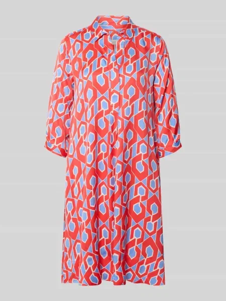 Sukienka koszulowa do kolan z dekoltem V Milano Italy czerwona