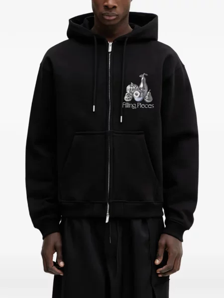 Hanorac cu glugă Filling Pieces cu imagine negru