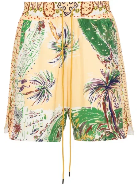 Pantaloni scurți Rhude de mătase galben