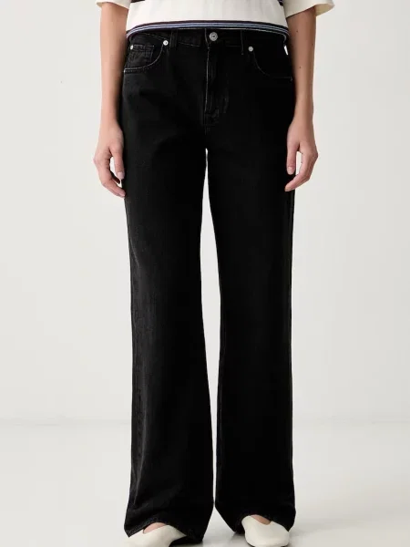 7 FOR ALL MANKIND blugi straight pentru femei negru