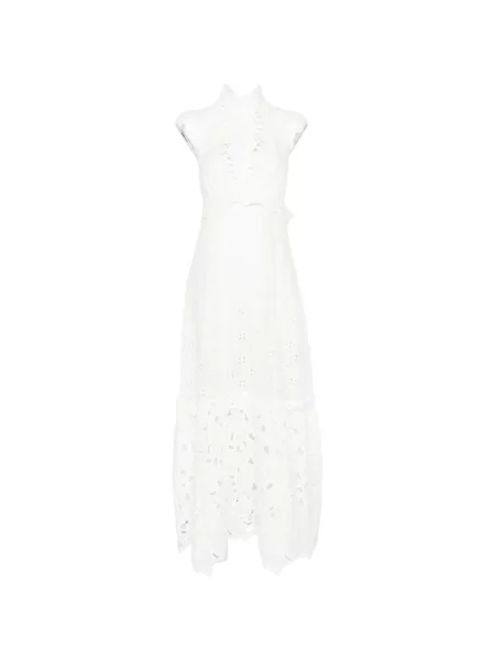 Rochie maxi Ermanno Scervino cu broderie cu decolteu în V alb