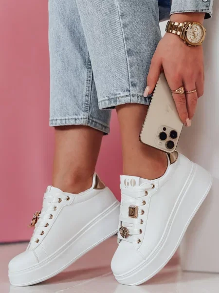 Sneakersy na platformie SOLICIA złote Dstreet