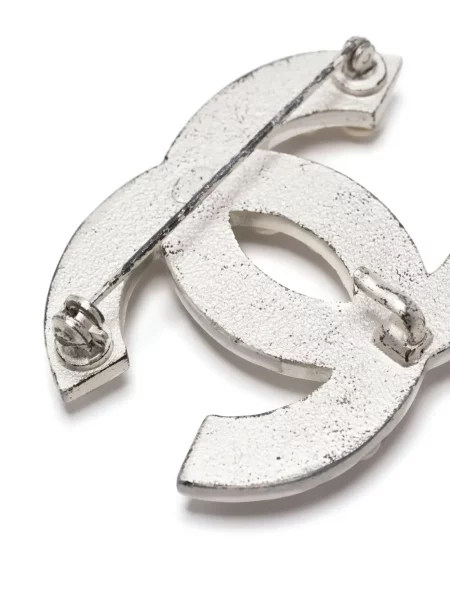Brož Chanel Pre-owned s perlami bílá