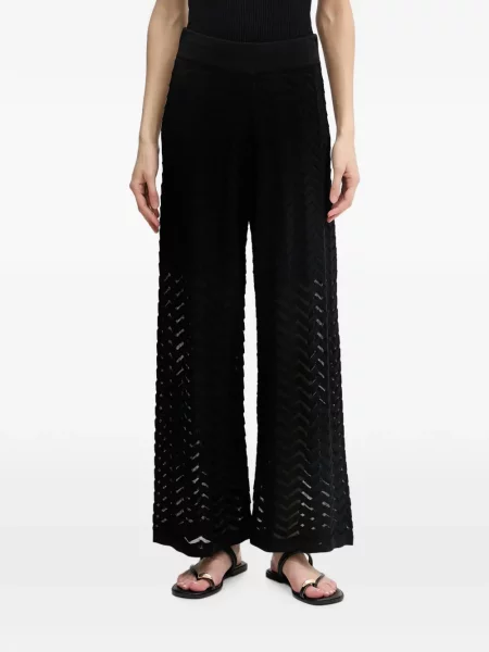 Pantaloni palazzo Joseph Ribkoff cu model herringbone negru
