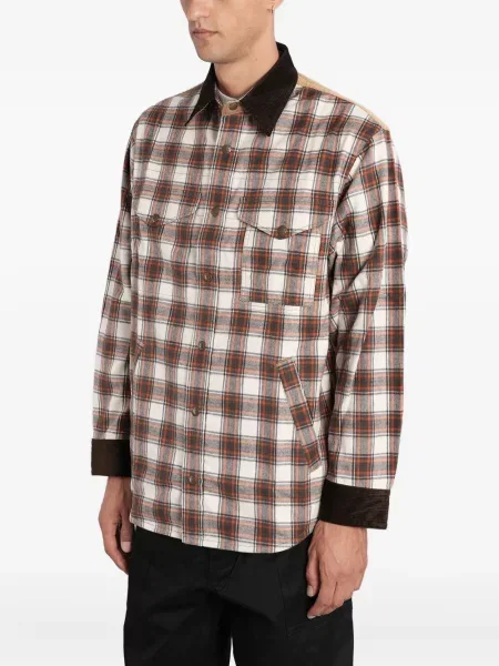 Manšestrová kostkovaná košile Junya Watanabe Man hnědá