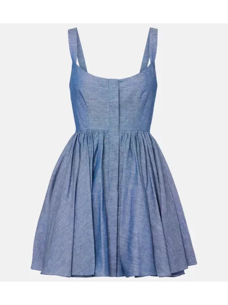 Lniana sukienka Alaïa z gorsetem niebieska