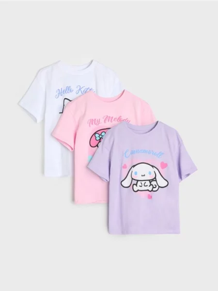 Sinsay trička 3 pack Hello Kitty bílá