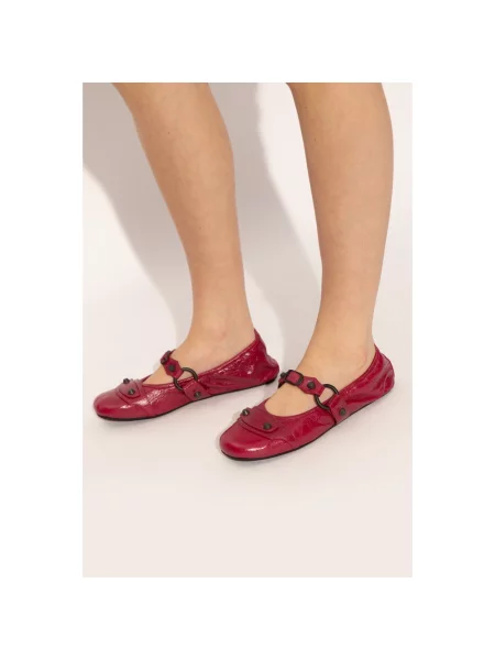 Balerinki Balenciaga skórzane czerwone