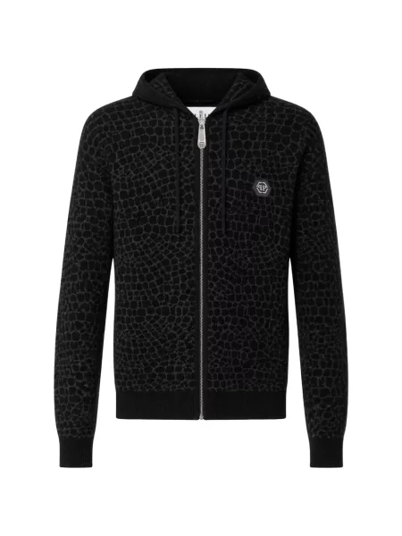Hanorac cu glugă Philipp Plein de lână negru