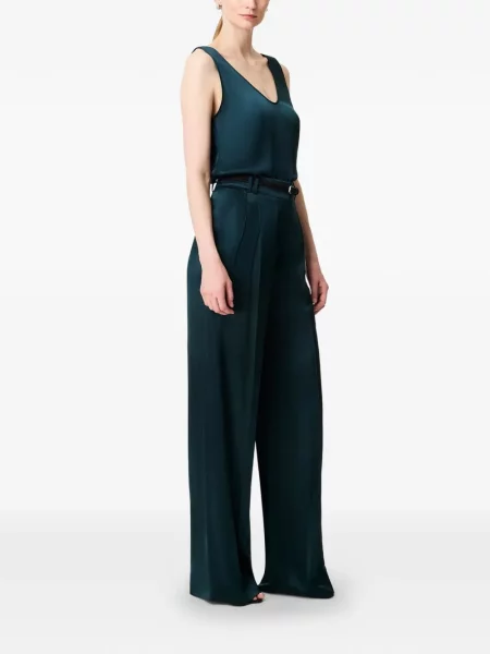 Pantaloni Another Tomorrow din satin verde