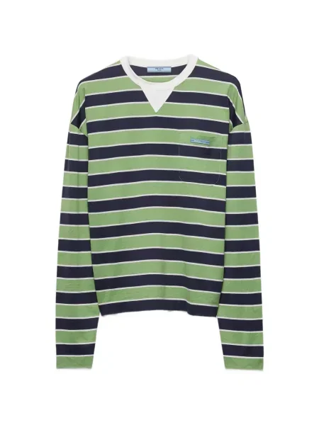 Tricou Prada cu dungi lung verde