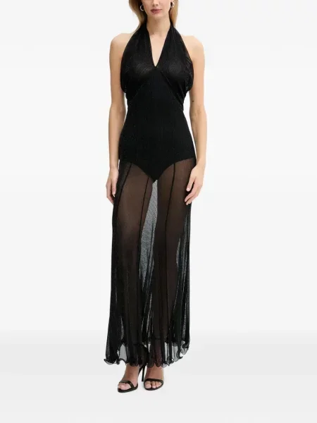 Rochie maxi Haveone cu gât halter negru