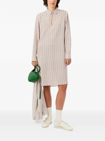 Gulerat rochie tip cămașă Lacoste din crep roz