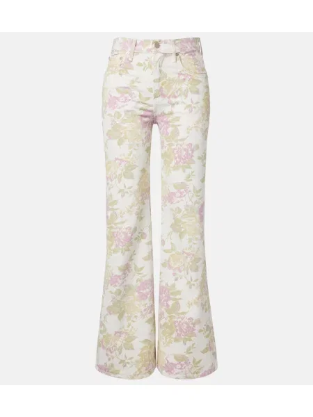 Blugi evazați Citizens Of Humanity cu model floral evazate bej