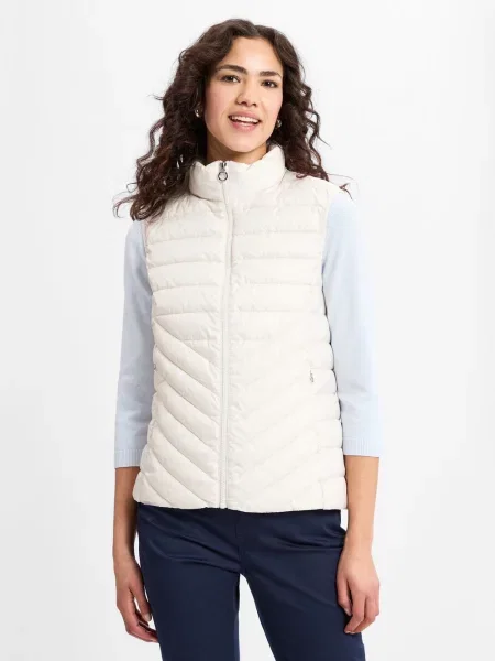 Kamizelka pikowana o kroju slim fit ze stójką S.oliver biała