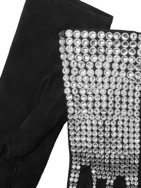 Zomšinės pirštines Philipp Plein su kristalais juoda