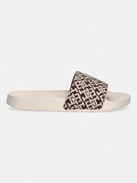 Tommy Hilfiger natikači TH MONOGRAM POOL SLIDE bež