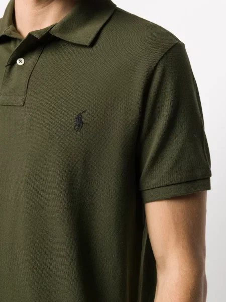 Ленена поло тениска Polo Ralph Lauren синьо