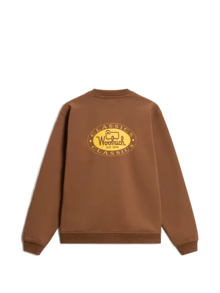 Суитчър Woolrich с принт с кръгло деколте кафяво
