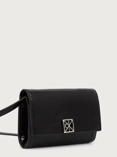 Portofel Calvin Klein cu bretele din piele negru