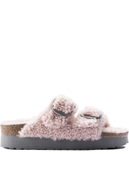 Ursuleț de pluș sandale Birkenstock cu cataramă din piele de oaie roz