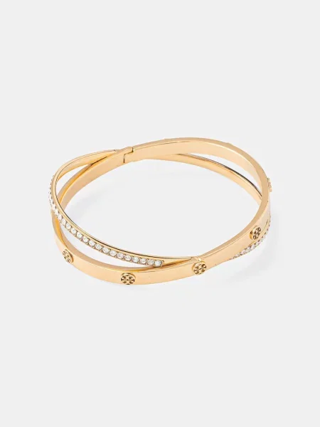 Tory Burch bransoletka pozłacana z kryształem Icon biała