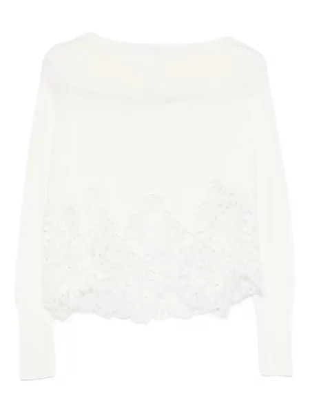 Pulover Ermanno Scervino din dantelă alb