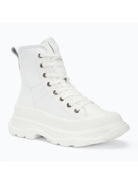 Kožené zateplené polokozačky Big Star Shoes na platformě bílé